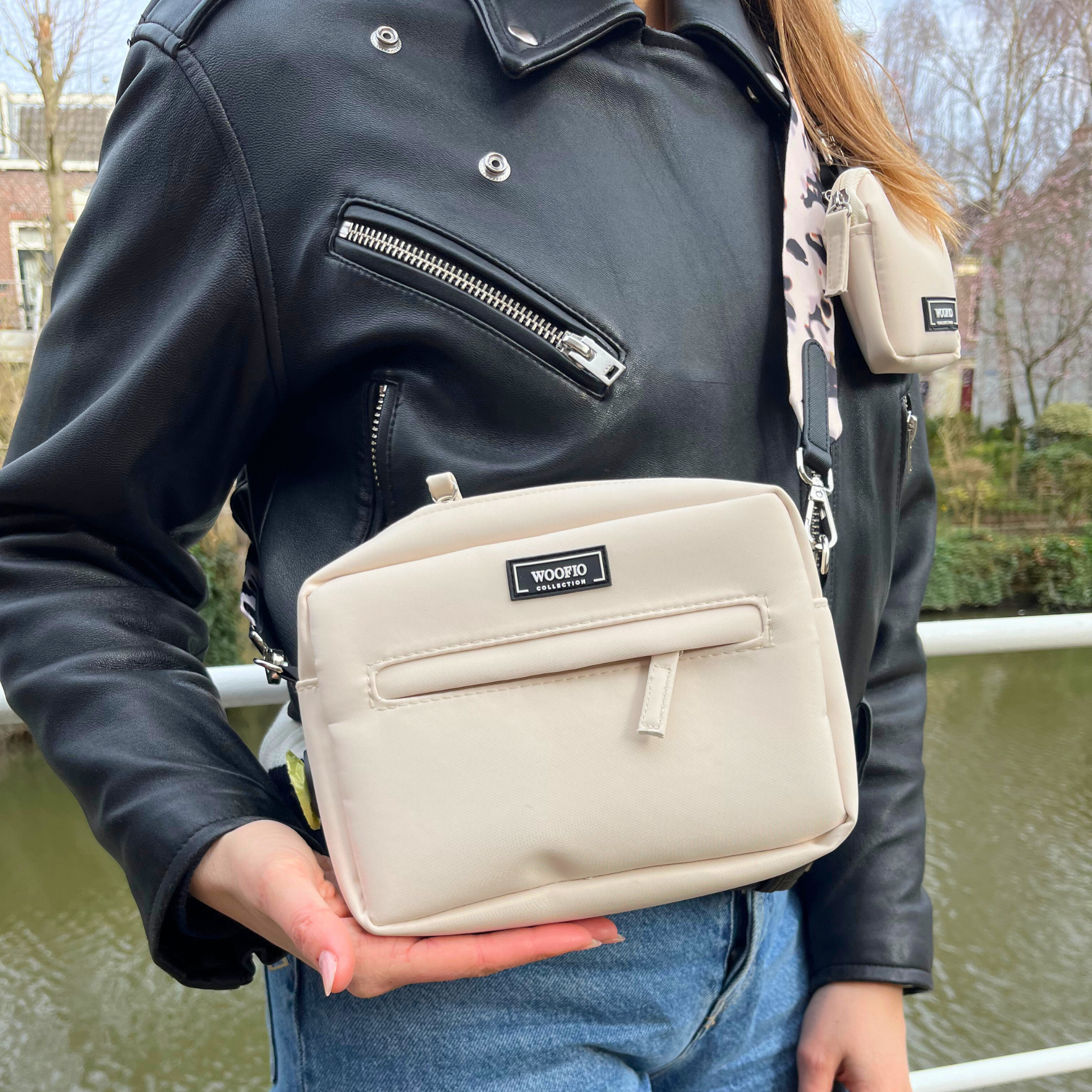 Dog Walking Bag - Beige Print