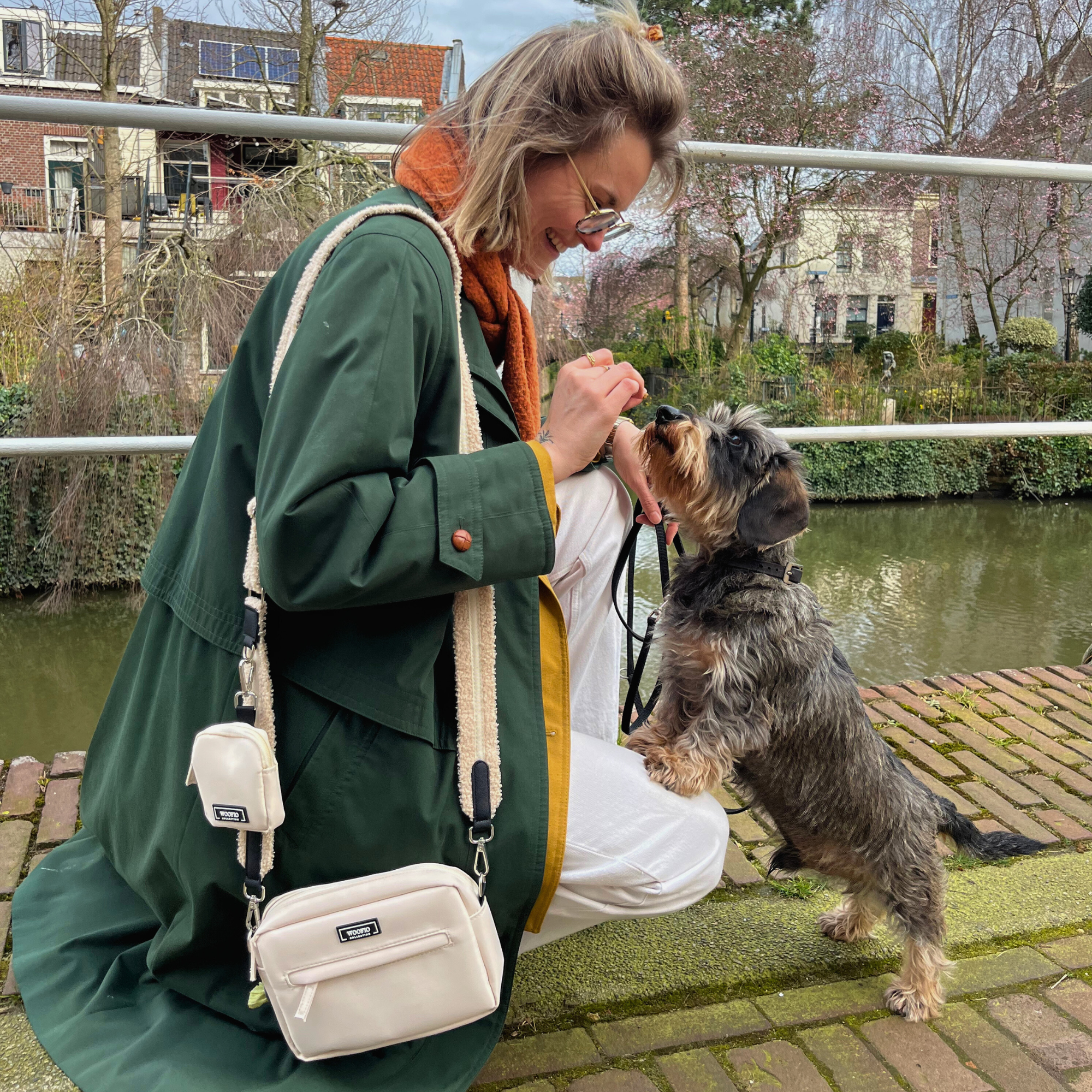 Dog Walking Bag - Beige Teddy