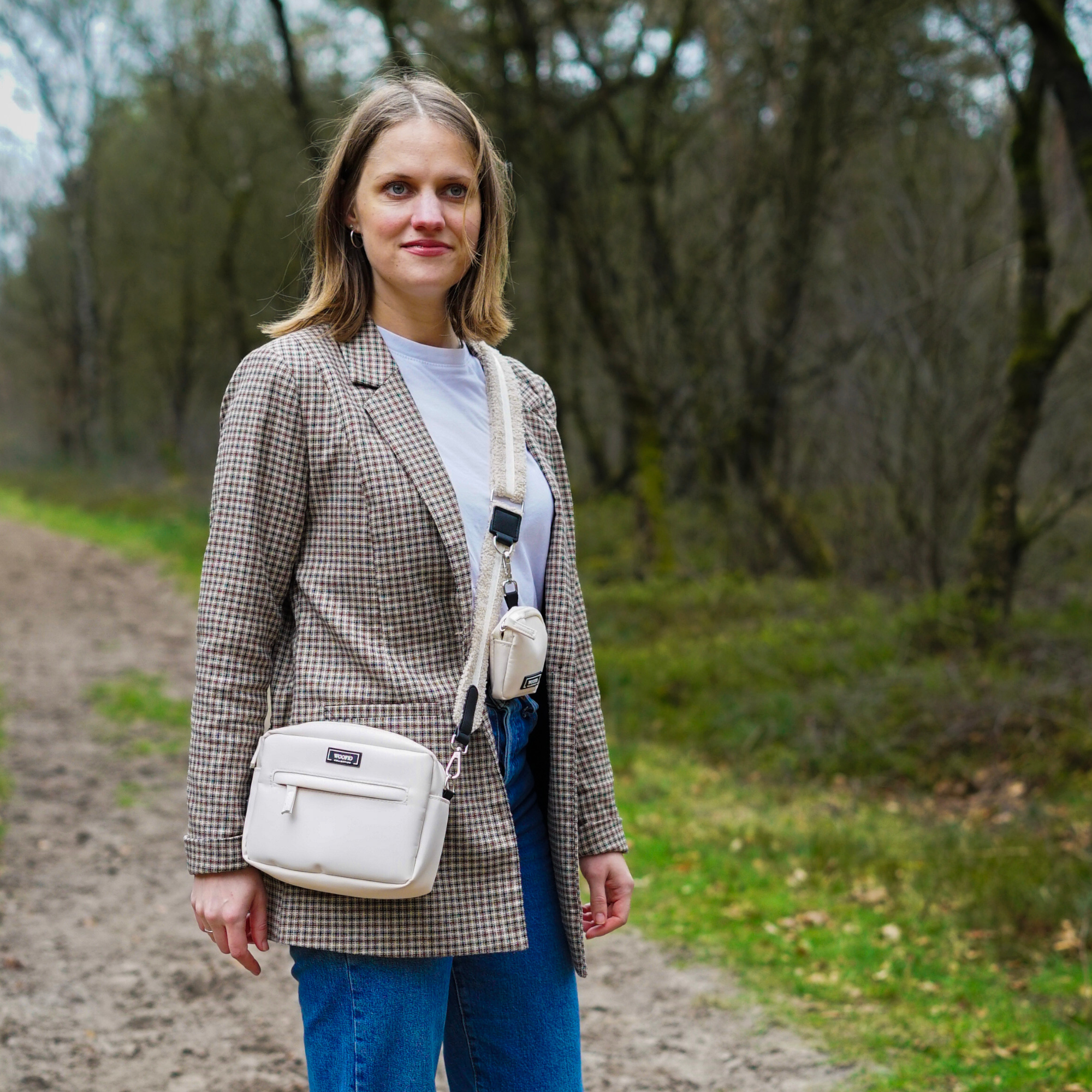 Dog Walking Bag - Beige Teddy