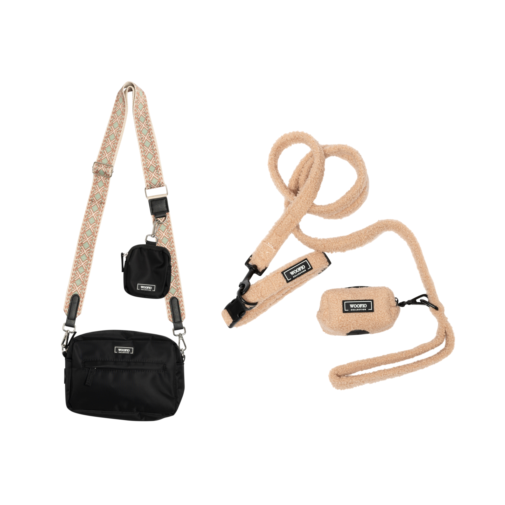 Dog Walking Bag - Black Ibiza & Set Teddy